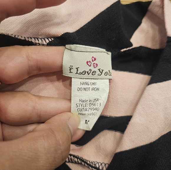 Vintage Pink and Black Striped Top with Floral Skirt - Picture 7 of 8